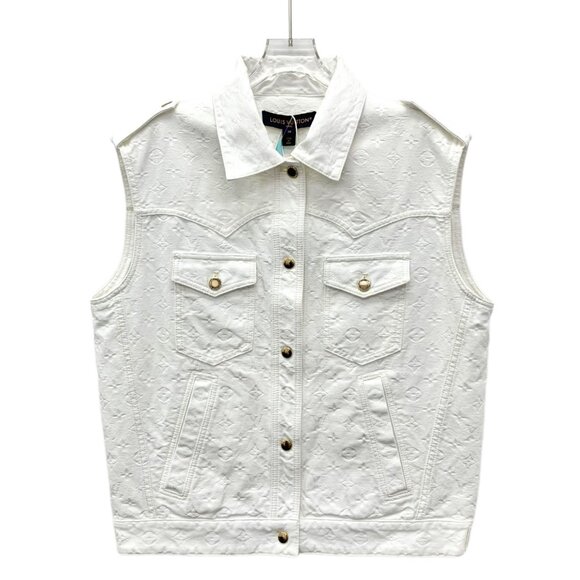 Louis Vuitton Jackets & Blazers - Louis Vuitton Nautical Collection 2023 White logo-embossed sleeveless denim vest